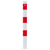 Barrier posts | as e-charging post protection |  76 mm | hot-dip galvanized and white powder-coated with 3 red reflective strips foil type RA1/A | To be fixed by plugs